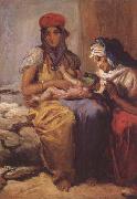 Theodore Chasseriau Femme maure allaitant son enfant et une vieille (mk32) Sweden oil painting artist